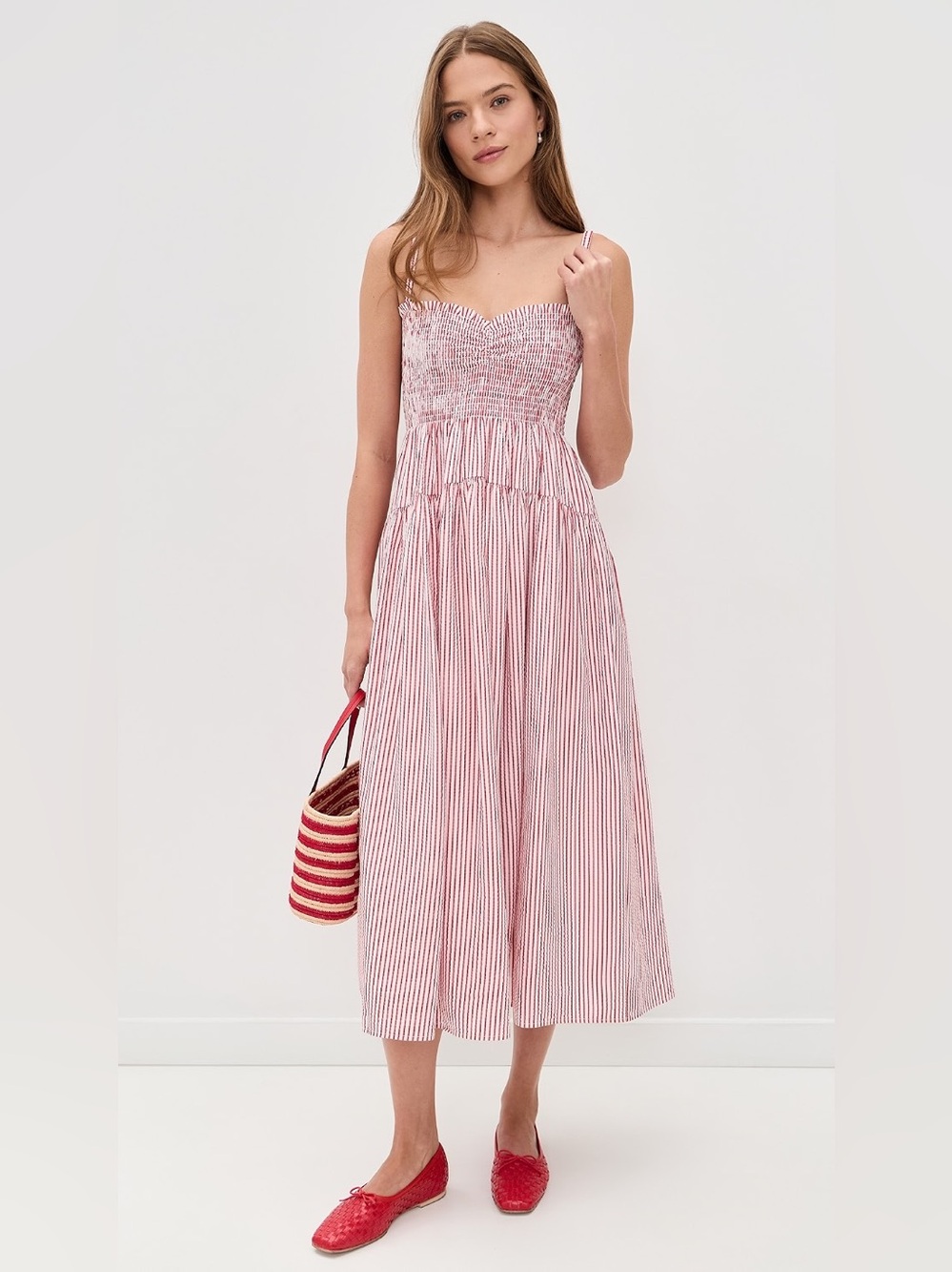Hill House Rebecca Red Ticking Stripe Nap Dress - size medium